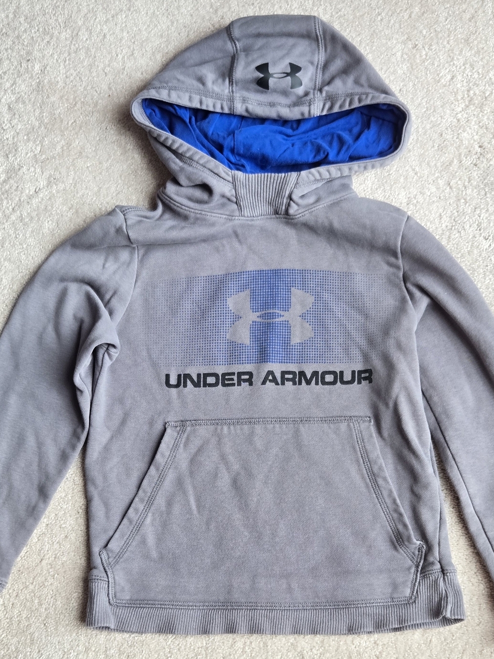 Under Armour Kids' Gray Hooded Sweatshirt with Blue Lining